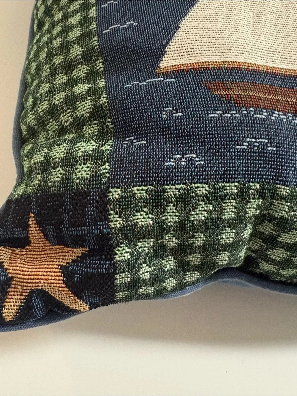 Warren Kimble Needlepoint Tapestry Throw Pillow Nautical Lighthouse Sailboat 15”